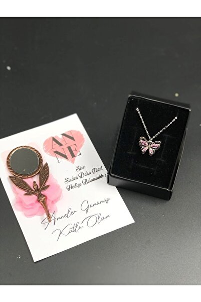 Denseden Senden Daha Güzel Hediye Bulamadım Yazılı Melek Ayna Ve Kelebek Koly...