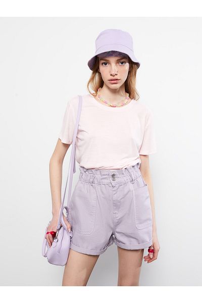 LC Waikiki Lässige, gerade Jeansshorts für Damen mit hoher Taille und Taschendetail