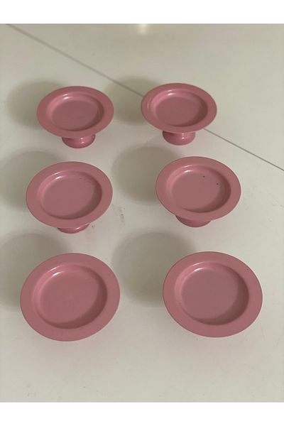 Elzem Decorative Pink Color 6 Piece Macaron Holder Turkish Delight Holder Coffee Serving Bowl