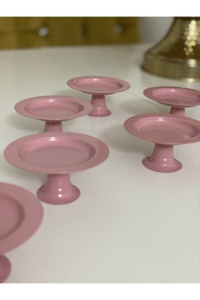 Elzem Dekoratif Pembe Renk 6 Lı Makaronluk Lokumluk Kahve Yanı Sunumluk
