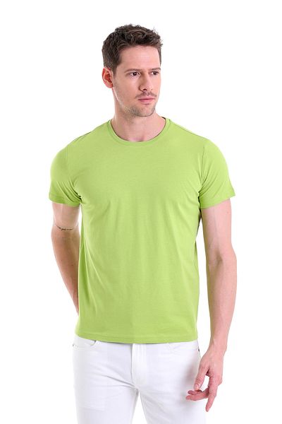Hatemoğlu Tricou verde, uni, 100% bumbac, cu decolteu rotund