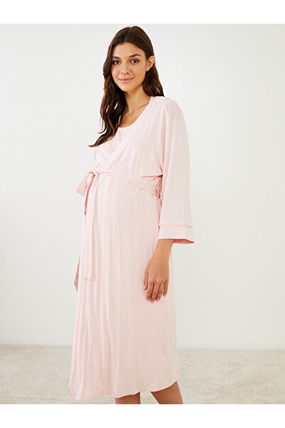 LC Waikiki Kendős galléros sima, hosszú ujjú kismama pongyola