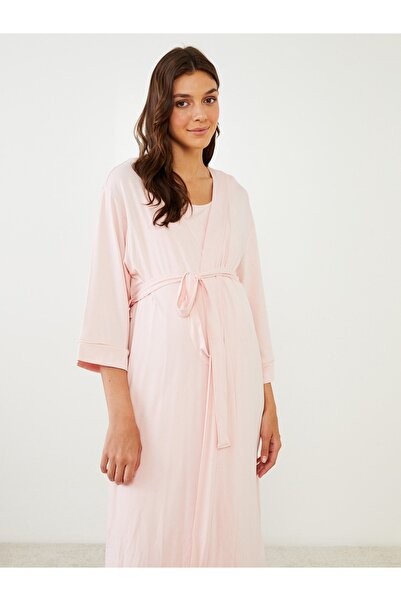 LC Waikiki Kendős galléros sima, hosszú ujjú kismama pongyola