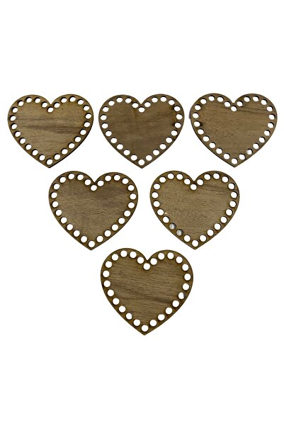 aladepo كوستر خشب ( بالقلب ) ( 10 سم ) بالفتحات لون بلوط فاتح 6 قطع