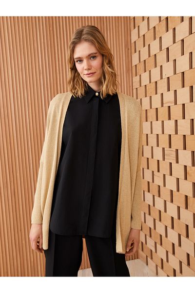 LC Waikiki Shawl Collar Plain Long Sleeve Oversize Women's Knitwear Cardigan