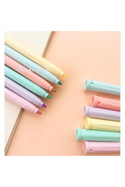 YEŞİLDESİGN Pastel Color 6 Pack Felt Tip Pen