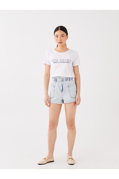 LC Waikiki Comfortable Molded Elastic Waist Women's Jean Shorts