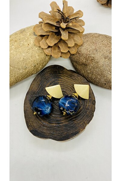 Porsuk Alternatif El Yapımı Etnik Seramik Boncuk Altın Kaplama Klipsli Kadın Küpe