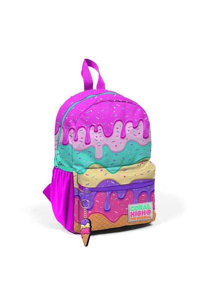 Coral High Rucsac cu fantă mică, roz, model înghețată colorată, două compartimente 23531