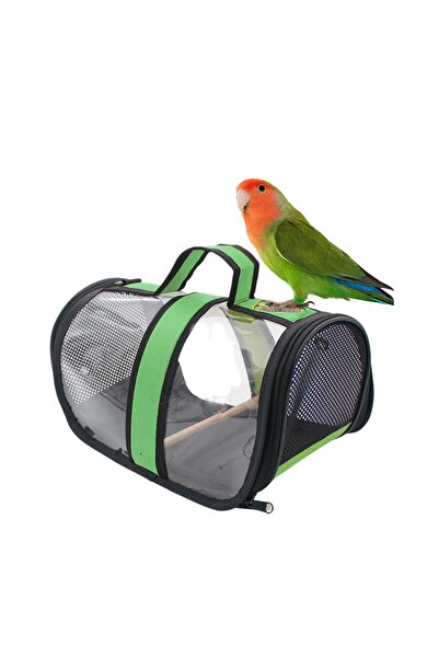 AlaPet Tünekli, Fileli Muhabbet Kuşu Taşıma Çantası (şeffaf) Royal Milano-yeşil (33cmx23cmx22cm)