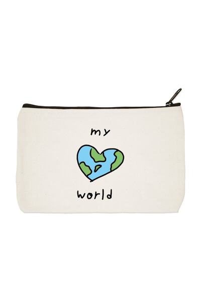 designedfy حقيبة مكياج من القماش المطبوع من ماي ورلد، وحامل أقلام، وحقيبة يد