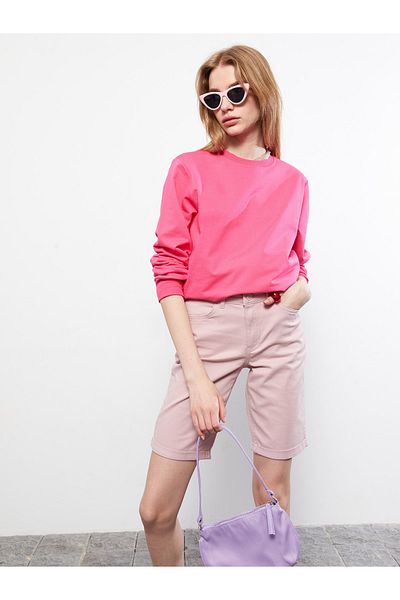 LC Waikiki High Waist Slim Fit Women's Jean Shorts with Pocket Detail