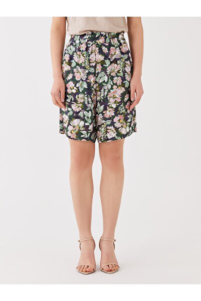 LC Waikiki Gemusterte Damen-Shorts mit bequemer Passform und elastischem Bund