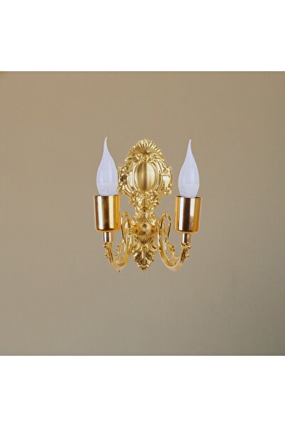 Dekovien Metal Gold Kaplama Duvar Aplik Iki Kollu Klasik Saray Model Ap0001