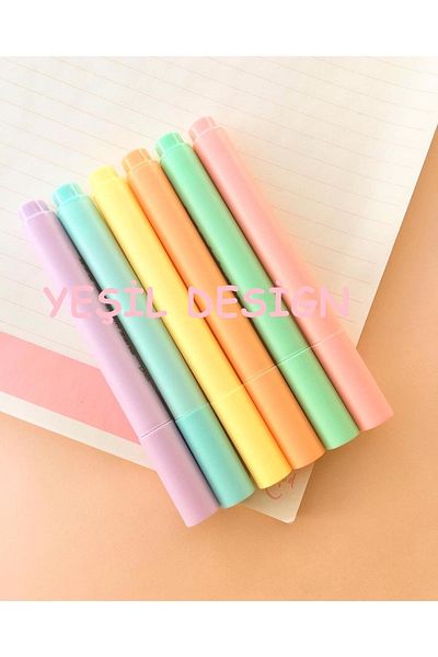 YEŞİLDESİGN Pastel Color Mini Highlighter Set of 6