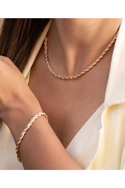 JEWELRY Çelik Burgu Kolye Bileklik Set