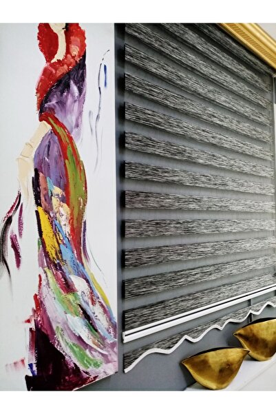 venedik home Stor Zebra Perde Füme Renk Bambu 1. Kalite Ev-ofis Etek Dilimli