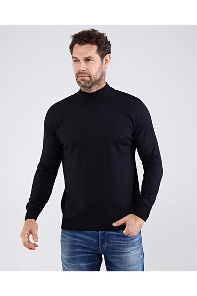 Çizgi Triko Ανδρικό μισό ζιβάγκο βαμβακερό πλεκτό μπλε ναυτικό μαύρο πουλόβερ με μοτίβο μανίκι και μέση ελαστικό υφαντό