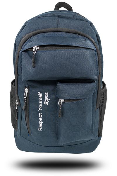 Rupva Unisex Men's Women's Printed Daily Side Pocket Multi-Compartment High School School Backpack Navy Blue