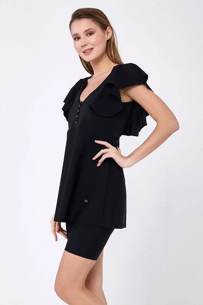 TESMAY Shoulder Flounce V-Neck Short Tights Women's Swimsuit 2409
