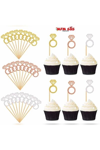 MFM حفلة وعد الخطوبة إيفا الدائري كعكة أعلى مسواك 10 قطع