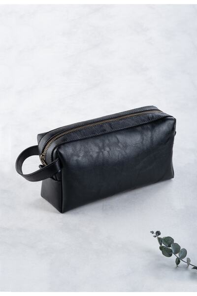 DK LEATHER Erkek Siyah Portfoy El Çantası Pu Deri Günlük Seyahat Tıraş Çantas...