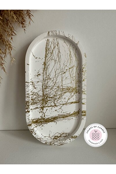 lıghts of candle handmade & 2020 Dekoratif Oval Beton Biblo Tabak Beton Takı ...