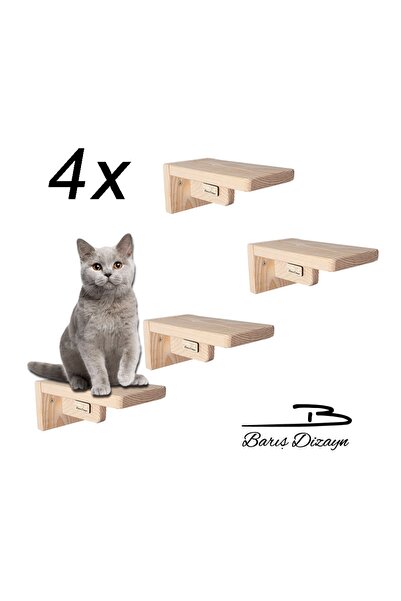 Barış Dizayn Doğal Ahşap Güçlendirilmiş 18cm Kedi Basamağı Kedi Köprüsü Duvar...