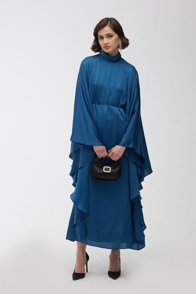 Manuka Βραδινό Φόρεμα Σατέν Cape Petrol