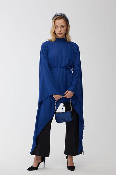 Manuka Abendkleid mit Cape-Ärmeln, Tunika, Mitternachtsblau