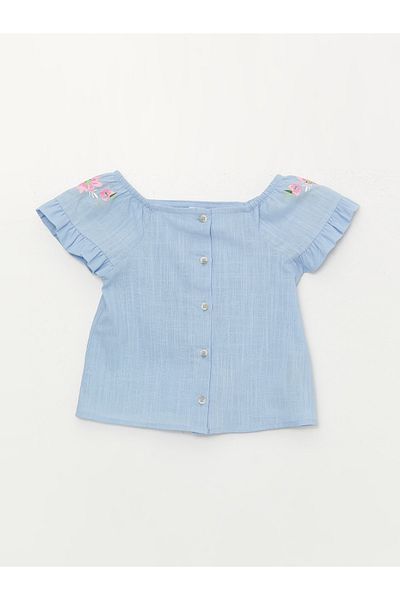 LC Waikiki Square Collar Baby Girl Shirt and Trousers Set of 2