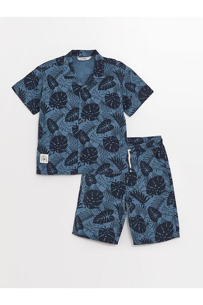 LC Waikiki Patterned Short Sleeve Boy's Shirt and Shorts