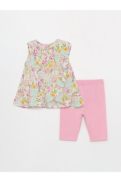 LC Waikiki Crew Neck Baby Girl Blouse and Shorts Set of 2