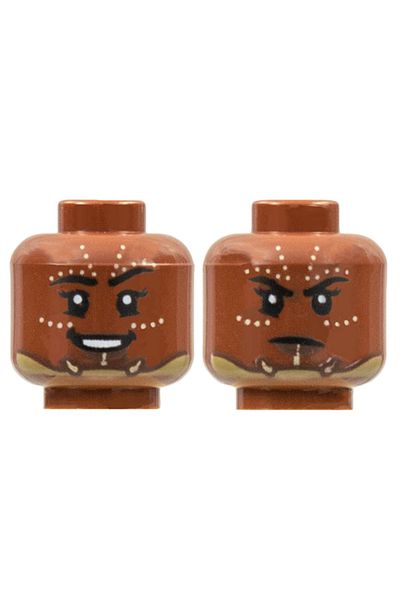 LEGO Original Accessory Custom Moc Minifigure Minifigure Double Face Brown Face Painted Women's Head