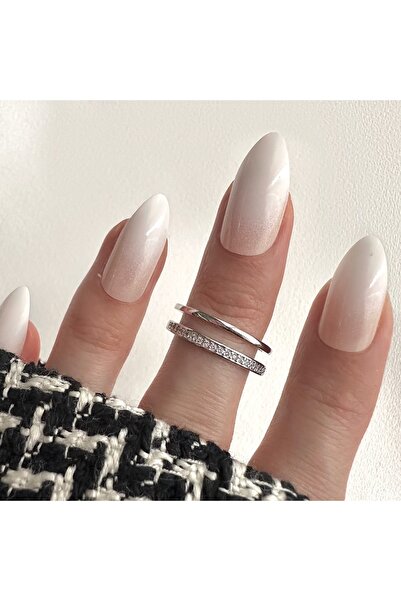 Okko Store Ince Taşlı Çift Sıra Yüzük