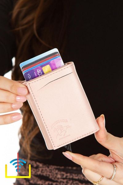 Adelina Bags Pudra Basic Mechanism Card Holder Wallet with Automatic Slide