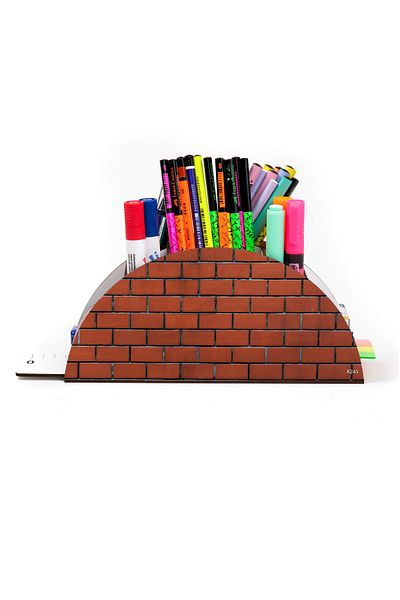 kutuTR Wooden Vip Student Series Rainbow Ruled Desktop Pen Holder Organizer with Assembled Box