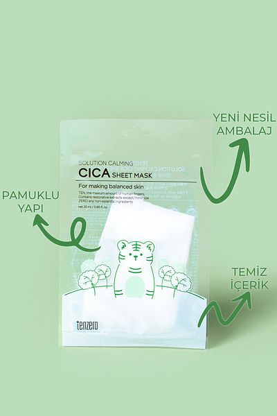 TENZERO Pack of 10 Soothing Effect Moisturizing and Balancing Cica Transparent Cotton Mask Korea