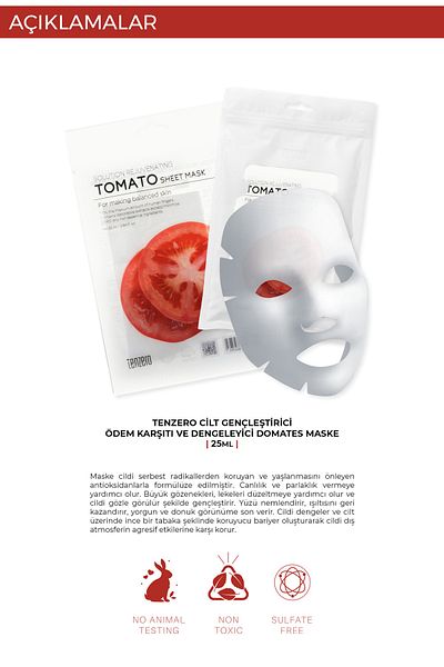 TENZERO 10 Pack Skin Rejuvenating Anti-Edema And Balancing Tomato Transparent Cotton Mask Korea