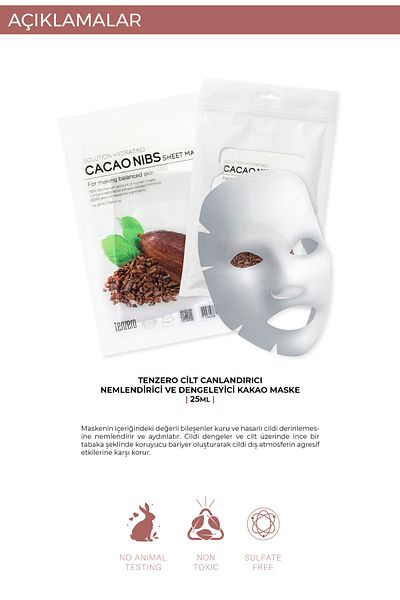 TENZERO 10 Pack Skin Revitalizing Moisturizing and Balancing Cocoa Transparent Cotton Mask Korea