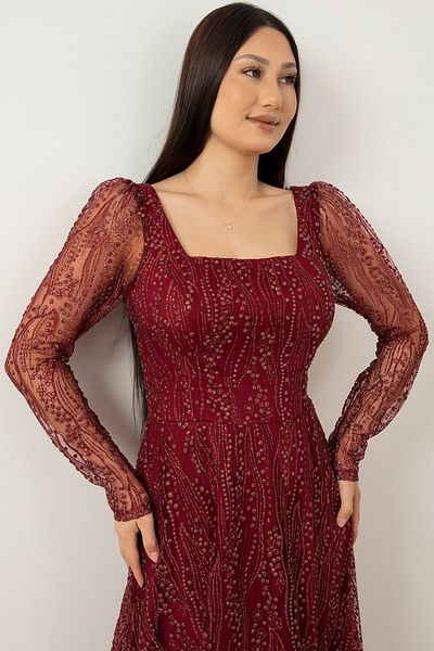 PULLIMM Rochie de seară cu mânecă lungă cu sclipici Midiboy 39677