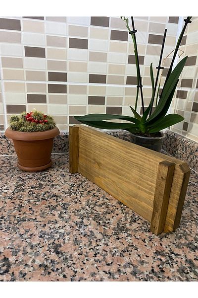 Apak Ahşap Multi-Purpose Presentation Holder, Flower Pot, Spice Rack Decorative Natural Wooden Tray, Multi-Purpose Stand