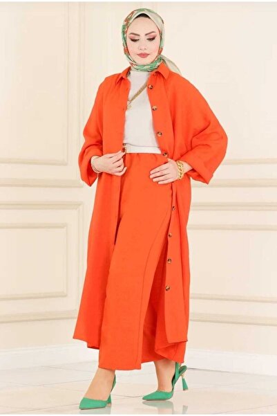 MODAMÜNASİP basic seturi cu aspect de in, cu nasturi în față, minunate