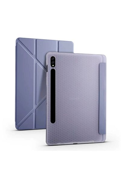 TEKNETSTORE حافظة سامسونج جالاكسي تاب S7 Fe Lte T730 T735 T737 حافظة سيليكون ثلاثية الطي مع حجرة القلم
