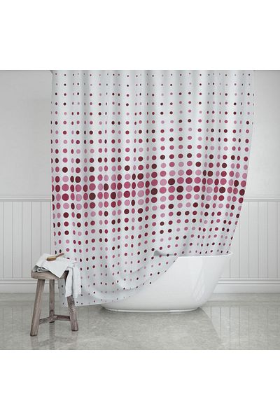 Zethome Κουρτίνα μπάνιου ροζ πουά μονό φτερό 1x180x200