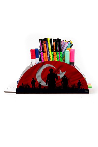 kutuTR منظم حامل قلم مكتبي خشبي بعلم Vip بألوان قوس قزح مع صندوق مُجمَّع
