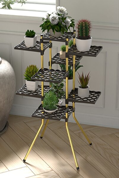 fullreyon Mundo 10 Raflı Dekoratif Çiçek Standı Çiçek Bahçesi Saksı Standı