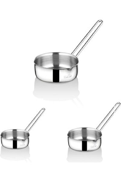 Zagori 12 cm and 14 cm Steel Sauce Pan Sauce Bowl Set of 3 - Shallow