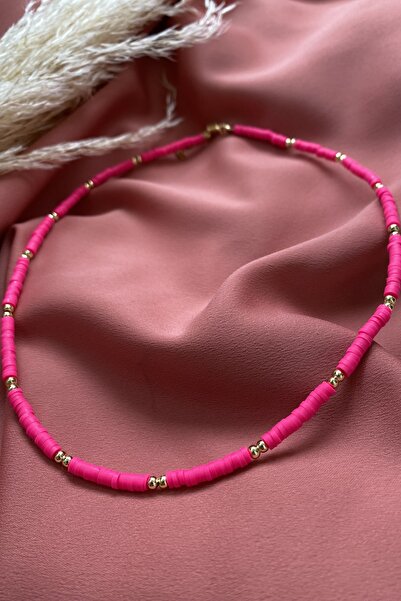 Tahtakaledeyim قلادة مطرزة باللون الفوشيا فيمو للنساء
