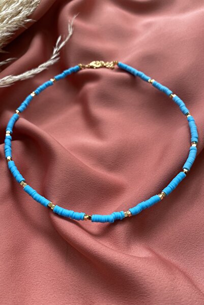 Tahtakaledeyim Kadın Koyu Mavi Fimo Boncuklu Kolye